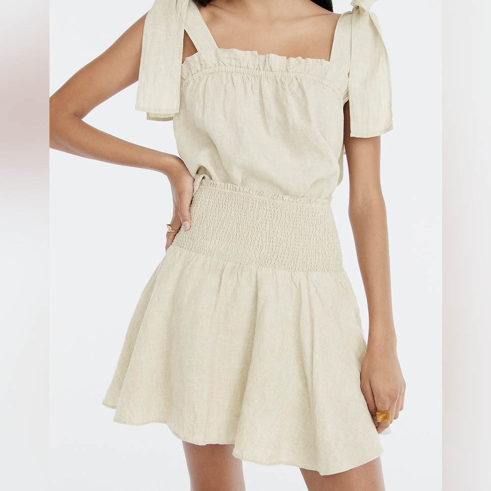 J.Crew Smocked-waist linen mini skirt BG546